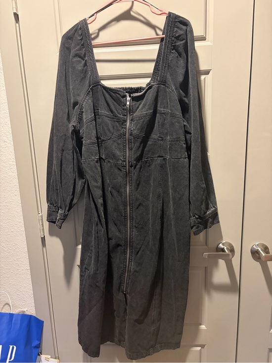 Future Collective Dresses & Skirts - FUTURE COLLECTIVE Denim Corset style Zip-Front Midi Dress